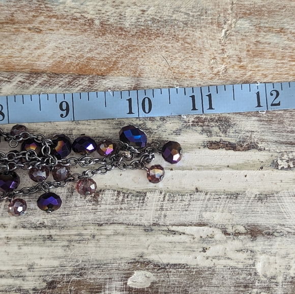 Pink and Purple Aurora Borealis and Enamel Flower Dangle Necklace - Picture 11 of 11